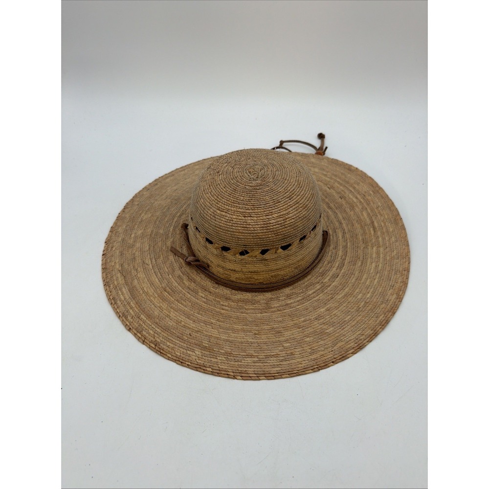TULA Straw Hat Made In Mexico Leather Ties